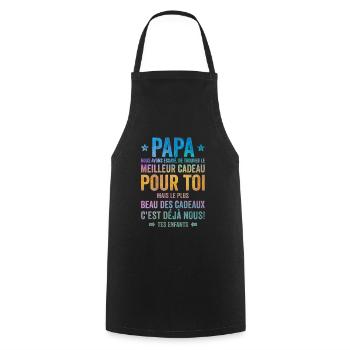Papa Meilleur Cadeau C'est Nous Enfants - Tablier de cuisine - noir - Devant - AI Model Male 185 dark (185cm)