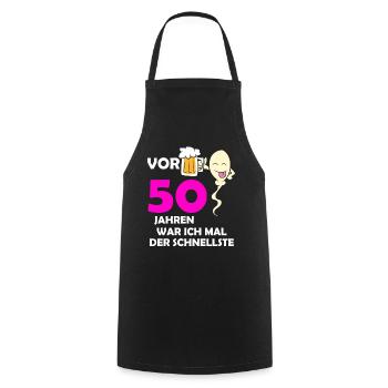 Vor 50 Jahren war ich mal der Schnellste - Kochschürze - Schwarz - Vorne - AI Model Male 185 dark (185cm)