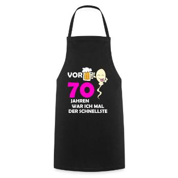 Vor 70 Jahren war ich mal der Schnellste - Kochschürze - Schwarz - Vorne - AI Model Male 185 dark (185cm)