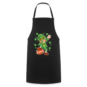 St Patricks Day Football Green Dabbing Leprechaun - Cooking Apron - black - Front - AI Model Male 185 dark (185cm)
