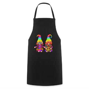 Gnome couple hippie partenaire vous lui Saint-Valentin - Tablier de cuisine - noir - Devant - AI Model Male 185 dark (185cm)