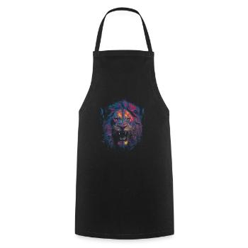 Coloured lion's head - Cooking Apron - black - Front - AI Model Male 185 dark (185cm)