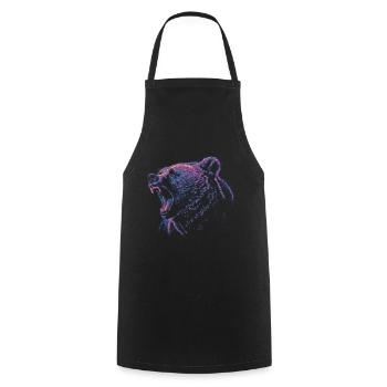 Colored grizzly head - Cooking Apron - black - Front - AI Model Male 185 dark (185cm)