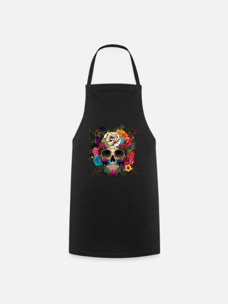 Día de Muertos Sugar Skull Mexican Skull - Cooking Apron - black