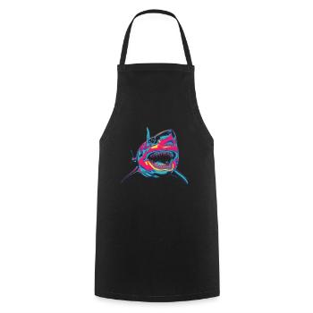 Colored shark - Cooking Apron - black - Front - AI Model Male 185 dark (185cm)