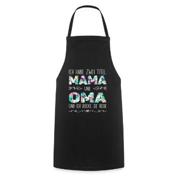 Geburtstag Muttertag Zwei Titel Mama Oma - Kochschürze - Schwarz - Vorne - AI Model Male 185 dark (185cm)