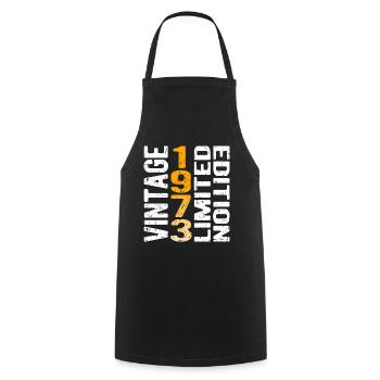 Vintage 1973 limited edition vintage year of birth - Cooking Apron - black - Front - AI Model Male 185 dark (185cm)