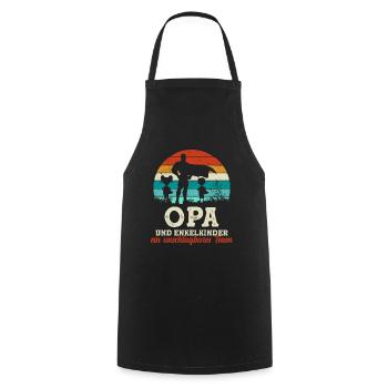 Team Super Opa und Enkelkinder Vatertag - Kochschürze - Schwarz - Vorne - AI Model Male 185 dark (185cm)