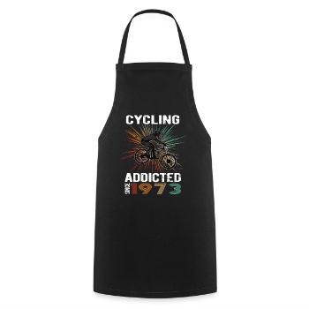 50 Birthday 1973 Vintage Retro Bicycle Cyclist - Cooking Apron - black - Front - AI Model Male 185 dark (185cm)