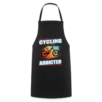 Cycling Addicted Mountain Bike MTB Bicycle Wheel - Cooking Apron - black - Front - AI Model Male 185 dark (185cm)