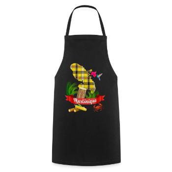 Martinique Madras hibiscus colibri cadeau voyage - Tablier de cuisine - noir - Devant - AI Model Male 185 dark (185cm)