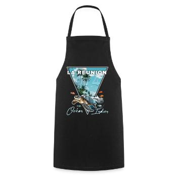 L'île de la Réunion 974 Océan Indien Cadeau - Tablier de cuisine - noir - Devant - AI Model Male 185 dark (185cm)