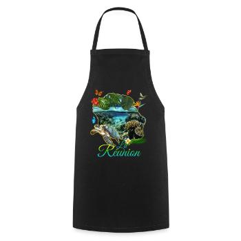 Ile de la Réunion Nature Plage Cadeau Voyage - Tablier de cuisine - noir - Devant - AI Model Male 185 dark (185cm)
