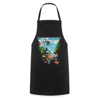 Martinique 972 Fleurs Tropicales Tortue Cadeau - Tablier de cuisine - noir - Devant - AI Model Male 185 dark (185cm)