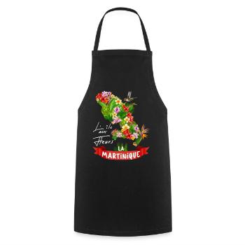 Martinique Ile Aux Fleurs Tropicales Homme Femme - Tablier de cuisine - noir - Devant - AI Model Male 185 dark (185cm)