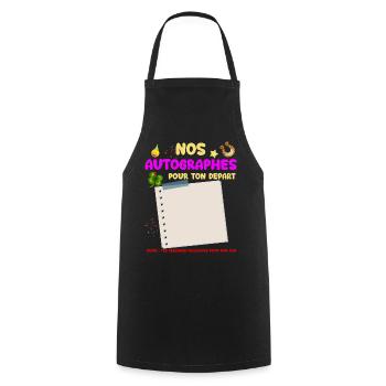 Femme Collègue Autographe cadeau drole - Tablier de cuisine - noir - Devant - AI Model Male 185 dark (185cm)