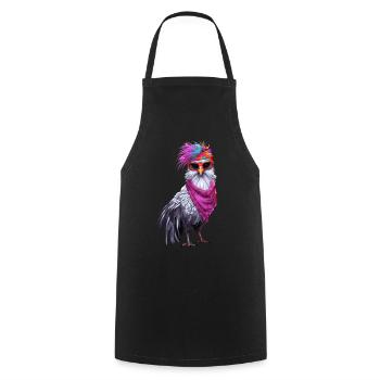 Hippie Chicken Chickens Gift Farmer Mom - Cooking Apron - black - Front - AI Model Male 185 dark (185cm)
