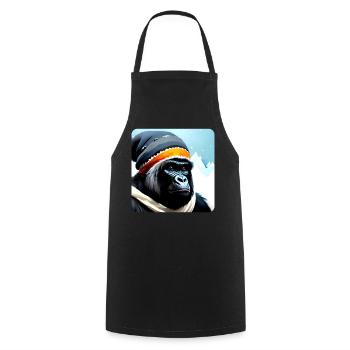 Gorille cool avec chapeau d’hiver et écharpe - Tablier de cuisine - noir - Devant - AI Model Male 185 dark (185cm)