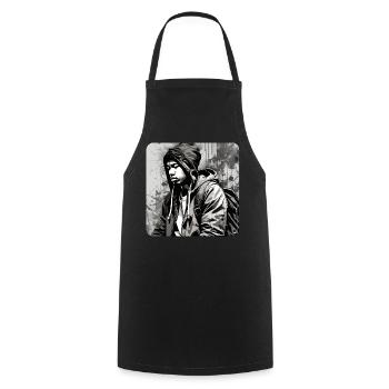 Homme dans le style Hip Hop Rap - Tablier de cuisine - noir - Devant - AI Model Male 185 dark (185cm)
