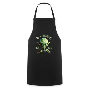 Coffee Alien - Kochschürze - Schwarz - Vorne - AI Model Male 185 dark (185cm)