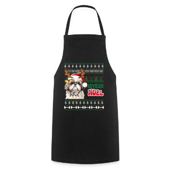 Déco Joyeux Noël Chien Pékinois Chiot - Tablier de cuisine - noir - Devant - AI Model Male 185 dark (185cm)