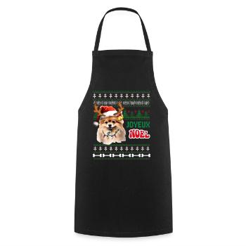 Déco Joyeux Noël Chien Spitz Homme Femme Et Enfant - Tablier de cuisine - noir - Devant - AI Model Male 185 dark (185cm)