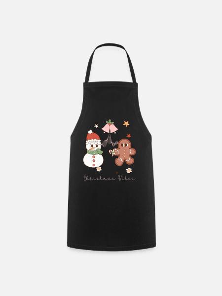 Christmas Vibes Schneemann Keks Weihnachten - Kochschürze - Schwarz