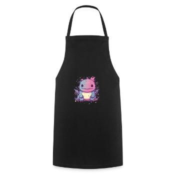 Cute Anime Style Axolotl Kawaii - Cooking Apron - black - Front - AI Model Male 185 dark (185cm)