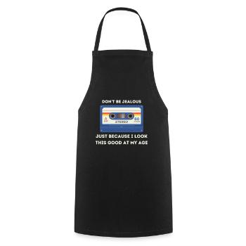 Dicton rétro sarcastique de l’âge - Tablier de cuisine - noir - Devant - AI Model Male 185 dark (185cm)