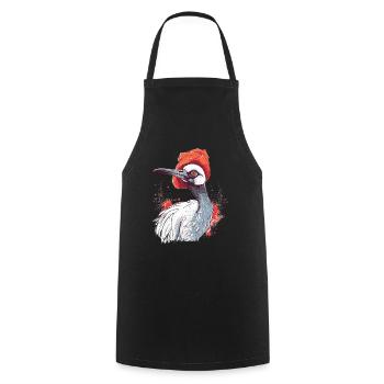 Süßer Anime -Stil Red Crowned Crane Kawaii - Kochschürze - Schwarz - Vorne - AI Model Male 185 dark (185cm)