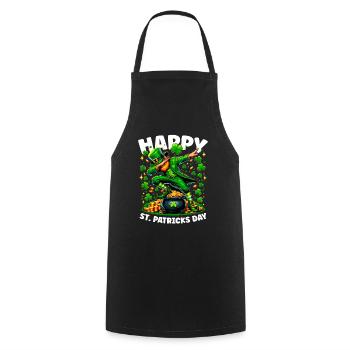 Happy St Patrick's Day Irish Party Green Leprechaun - Cooking Apron - black - Front - AI Model Male 185 dark (185cm)