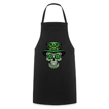 Sugar Skull Irish Irland Kleeblatt St Patricks Day - Kochschürze - Schwarz - Vorne - AI Model Male 185 dark (185cm)