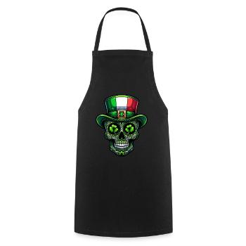 Sugar Skull Irish Irland Kleeblatt St Patricks Day - Kochschürze - Schwarz - Vorne - AI Model Male 185 dark (185cm)