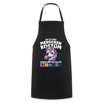 Einhorn Kostüm Fasching Karneval Fasnacht - Kochschürze - Schwarz - Vorne - AI Model Male 185 dark (185cm)