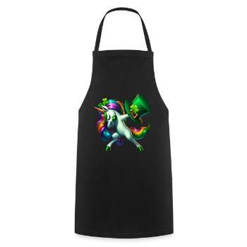 Licorne irlandaise trèfle vert de la Saint-Patrick - Tablier de cuisine - noir - Devant - AI Model Male 185 dark (185cm)