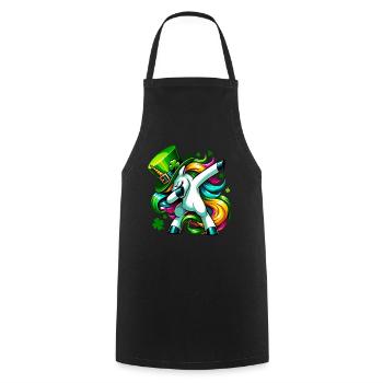 Licorne irlandaise trèfle vert de la Saint-Patrick - Tablier de cuisine - noir - Devant - AI Model Male 185 dark (185cm)