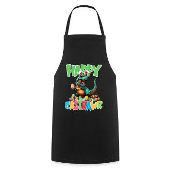 Dinosaure Trex garçons panier de Pâques lapin de Pâques joyeux - Tablier de cuisine - noir - Devant - AI Model Male 185 dark (185cm)