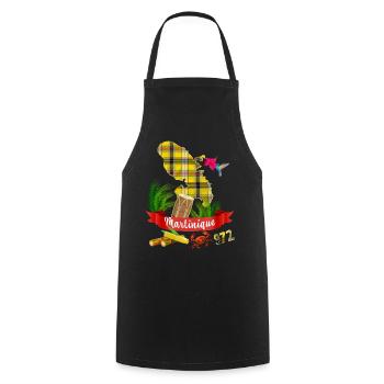 Martinique Hummingbird Hibiscus Madras Antilles 972 - Cooking Apron - black - Front - AI Model Male 185 dark (185cm)