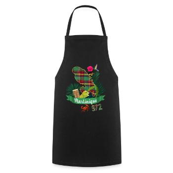 Map Martinique Madras 972 Colibri Hibiscus - Cooking Apron - black - Front - AI Model Male 185 dark (185cm)