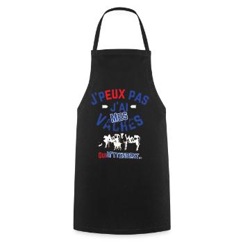 J peux pas j ai mes Vaches qui M attendent - Tablier de cuisine - noir - Devant - AI Model Male 185 dark (185cm)