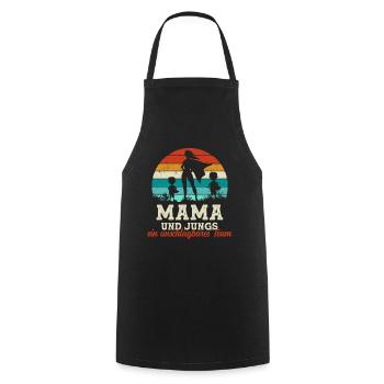 Team Super Mama Zwei Söhne Jungs Muttertag Kinder - Kochschürze - Schwarz - Vorne - AI Model Male 185 dark (185cm)