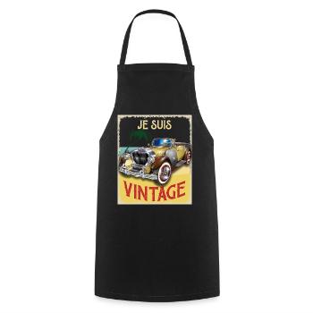 Je Suis Vintage Auto Rétro Homme Papa Maman - Tablier de cuisine - noir - Devant - AI Model Male 185 dark (185cm)