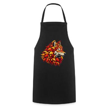 Loup à la crinière de feuilles d’automne - Tablier de cuisine - noir - Devant - AI Model Male 185 dark (185cm)