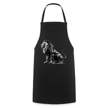 Futuristic Cybernetic Lion - Cooking Apron - black - Front - AI Model Male 185 dark (185cm)