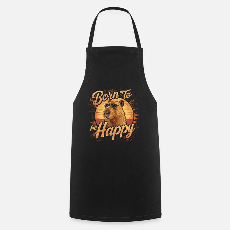 Capybara - Né pour être heureux - Tablier de cuisine - noir