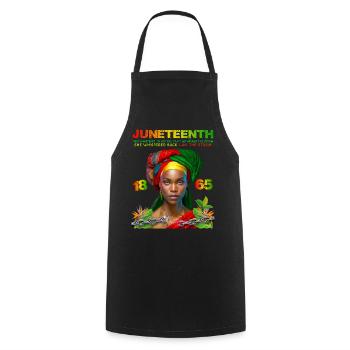 Juneteenth Femme Afro Mois D'histoire Noire - Tablier de cuisine - noir - Devant - AI Model Male 185 dark (185cm)