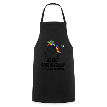 Homme Fabuleux Licorne Humour Papillons Paillettes - Tablier de cuisine - noir - Devant - AI Model Male 185 dark (185cm)