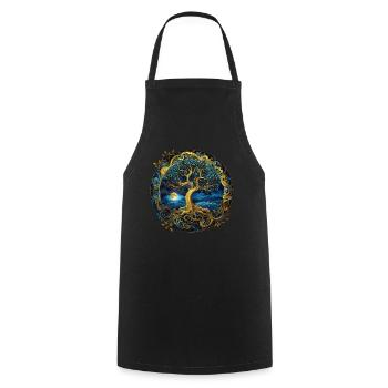 Arbre Celtique Nordique Arbre De Vie Arbre De Vie - Tablier de cuisine - noir - Devant - AI Model Male 185 dark (185cm)