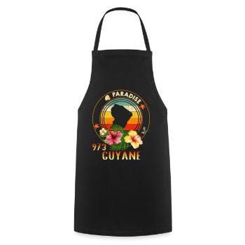 Dessin Vintage Guyane Française Hibiscus Colibri - Tablier de cuisine - noir - Devant - AI Model Male 185 dark (185cm)
