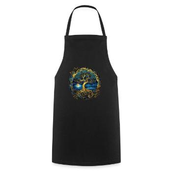 Arbre celtique nordique Arbre de vie Arbre de vie - Tablier de cuisine - noir - Devant - AI Model Male 185 dark (185cm)